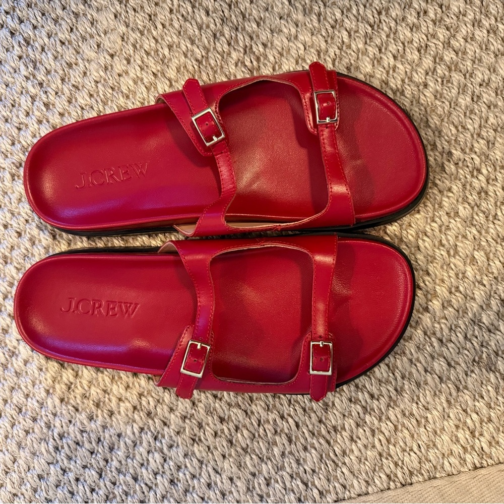 J. Crew Vibrant Red Buckle Sandals